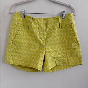 Ann Taylor Yellow Patterned Cotton Bermuda Shorts